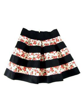 SALE!  Floral Pleated Skater Black White Pink Short Mini Skirt